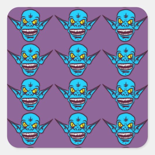 blauwe zombie - troll - stickers (Voorkant)