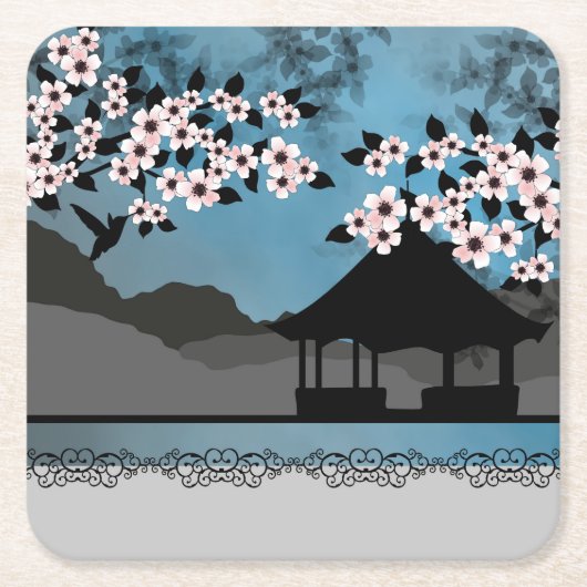 Blauwe zomer Azië Kartonnen Onderzetters (Voorkant)