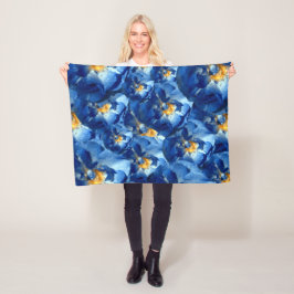 Blauwe Zomer, Blauwe Rozen Bloemen Fleece Deken
