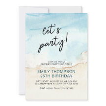 Blauwe Zomer Oceaan Laten we feestdag Uitnodiging