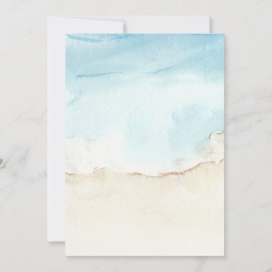 Blauwe Zomer Oceaan Laten we feestdag Uitnodiging (Achterkant)