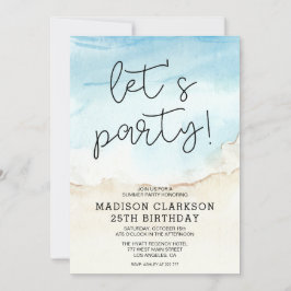 Blauwe Zomer Oceaan Laten we Feestvieren Verjaarda Kaart