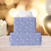 Blauwe Zomer Ocean Line Art Naadloos Patroon Cadeaupapier