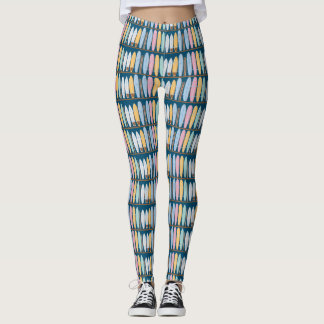 Blauwe zomer surfplanken leggings