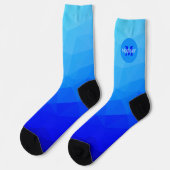 Blauwe zomer zee geometrisch mesh patroon Monogram Sokken (Links)