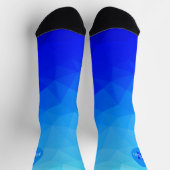 Blauwe zomer zee geometrisch mesh patroon Monogram Sokken (Top)