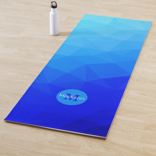 Blauwe zomer zee geometrisch mesh patroon Monogram Yogamat (In situ)