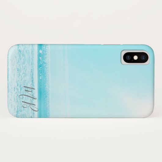 Blauwe zomer zeestrand monogram Case-Mate iPhone case (Achterkant (horizontaal))