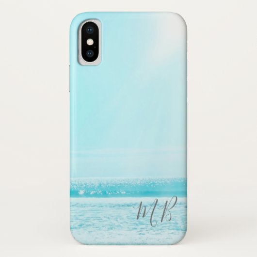 Blauwe zomer zeestrand monogram Case-Mate iPhone case (Achterkant)