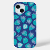 Blauwe zomeraardbeienpatroon Case-Mate iPhone case (Achterkant)