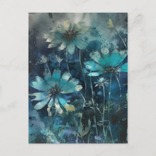 Blauwe zomerbloemen briefkaart