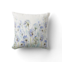 Blauwe zomerbloemen waterverf schets