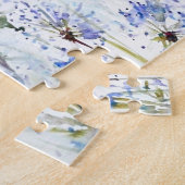 Blauwe zomerbloemen waterverf schets legpuzzel (Zijkant)