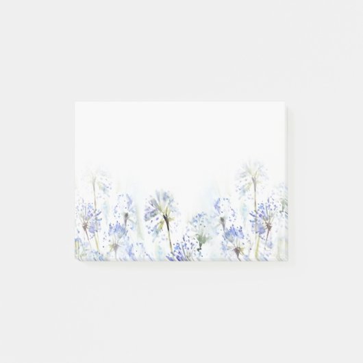 Blauwe zomerbloemen waterverf schets post-it® notes (Voorkant)