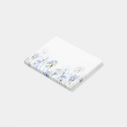Blauwe zomerbloemen waterverf schets post-it® notes (Schuin)