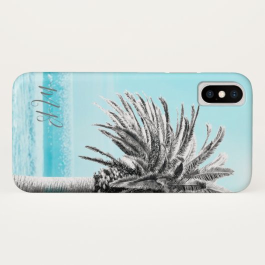 Blauwe zomerpalm Ocean Seaside Beach Case-Mate iPhone Case (Achterkant (horizontaal))