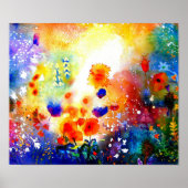 Blauwe zomertuin. poster (Voorkant)