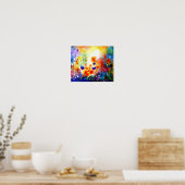 Blauwe zomertuin. poster (Keuken)