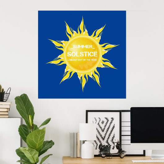 Blauwe zomerzonnewende de langste dag van het jaar poster (Thuiskantoor)