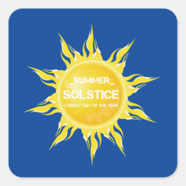Blauwe zomerzonnewende de langste dag van het jaar vierkante sticker