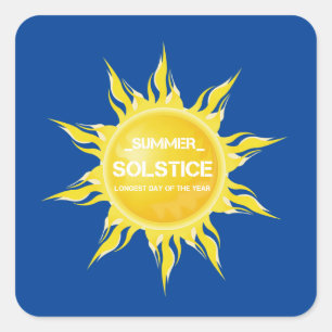 Blauwe zomerzonnewende de langste dag van het jaar vierkante sticker