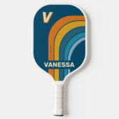 Blauwe Zon Boog met Naam & Initiaal Pickleball Paddle (Achterkant)