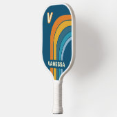 Blauwe Zon Boog met Naam & Initiaal Pickleball Paddle (Links)
