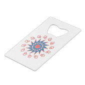 Blauwe zon creditkaart flessenopener (Voorkant Gekanteld)