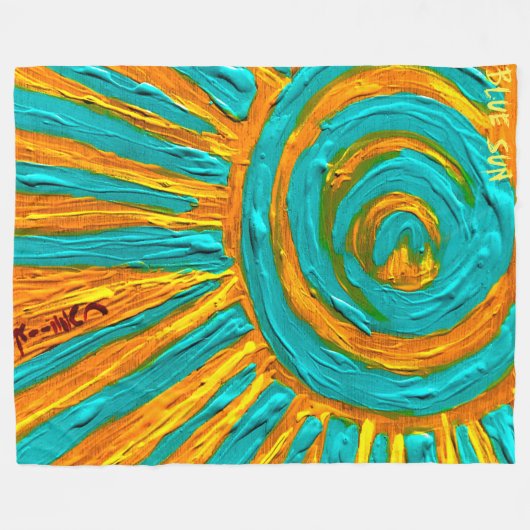 Blauwe zon fleece deken (Voorkant (Horizontaal))