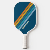 Blauwe Zon Gestreept met Naam Pickleball Paddle (Achterkant)