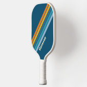 Blauwe Zon Gestreept met Naam Pickleball Paddle (Links)