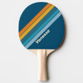 Blauwe Zon Gestreept met Naam Tafeltennisbatje (Achterkant)