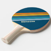 Blauwe Zon Gestreept met Naam Tafeltennisbatje (Voorkant Gekanteld)
