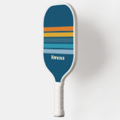 Blauwe Zon Over Strepen met Naam Pickleball Paddle (Links)