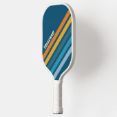 Blauwe Zon Schuine Strepen met Naam Pickleball Paddle (Links)