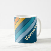 Blauwe Zon Strepen met Naam Koffiemok (Voorkant rechts)