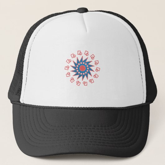 Blauwe zon trucker pet (Voorkant)