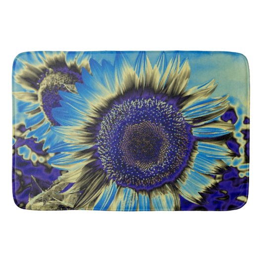Blauwe Zonnebloem Badmat (Voorkant)