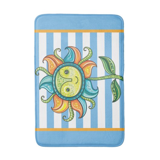 Blauwe zonnebloem badmat (Voorkant Verticaal)