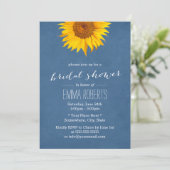 Blauwe zonnebloem Bridal Shower Invitations Kaart (Staand voorkant)