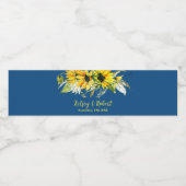 Blauwe Zonnebloem Bruiloft Waterfles Label Etiket (Enkel label)