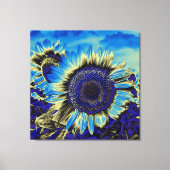 Blauwe zonnebloem canvas afdruk (Voorkant)