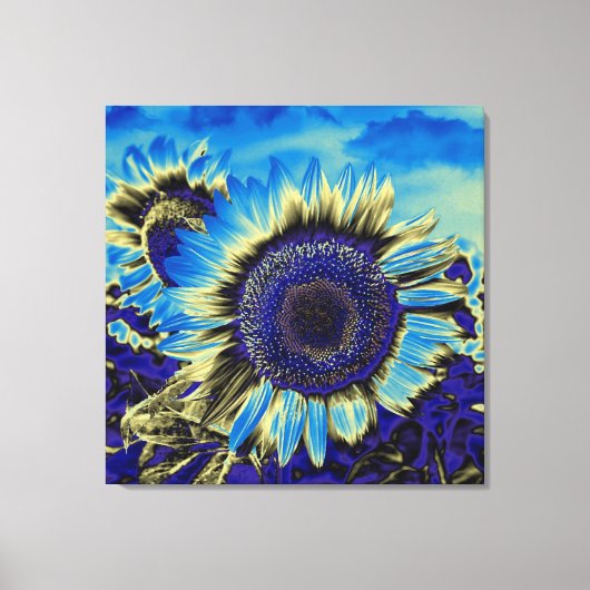Blauwe zonnebloem canvas afdruk (Voorkant)