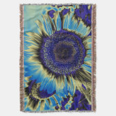 Blauwe zonnebloem deken (Voorkant Verticaal)