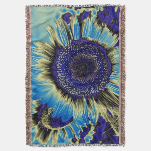 Blauwe zonnebloem deken (Voorkant Verticaal)