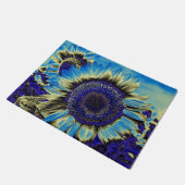 Blauwe zonnebloem deurmat (Schuin)