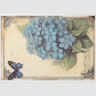 Blauwe zonnebloem en vlinderbloem tissuepapier