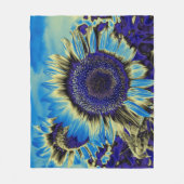 Blauwe zonnebloem fleece deken (Voorkant)