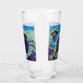 Blauwe zonnebloem glas (Rechts)