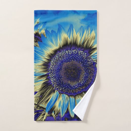 Blauwe zonnebloem handdoek (Handdoek)
